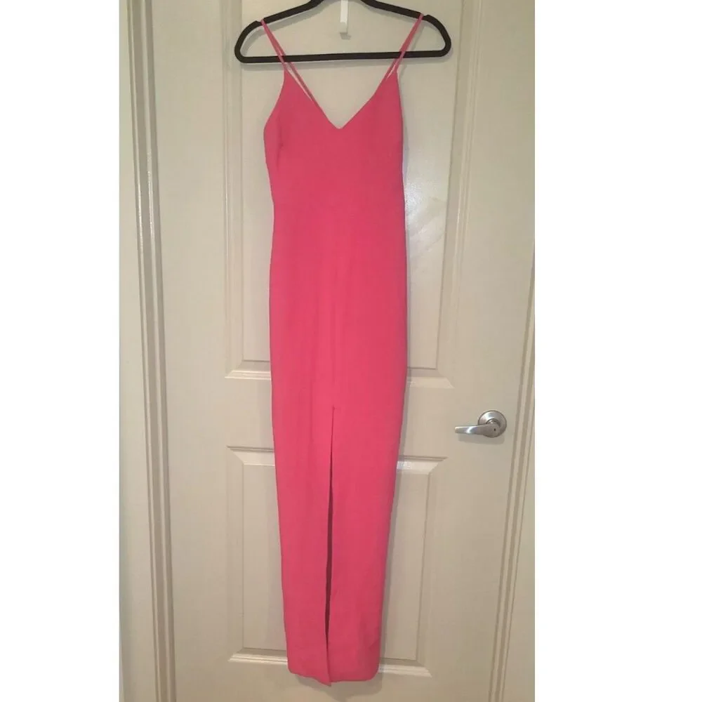 Likely Hot Pink Maxi Dress Size 2 V Neck Spaghetti Strap Formal - Picture 4 of 8